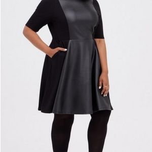 Skater Dress - Luxe Ponte Coated Black